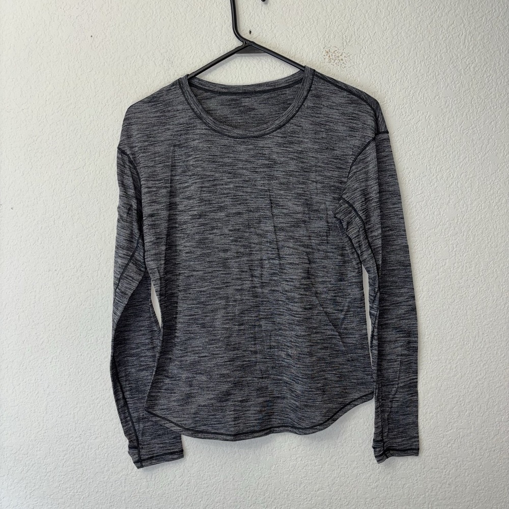 Lululemon Lost In Pace Long Sleeve Tee T Shirt Women's Size 8 Heathered Black M